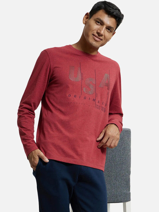Jockey Men's Combed Cotton Rich Graphic US82 Full Sleeve Round Neck T-Shirt