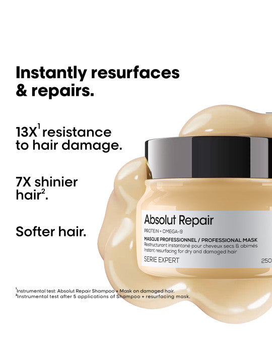 L'Oreal Professionnel Absolut Repair Mask: Protein & Omega 9 for Dry, Damaged Hair, 8.45 fl oz