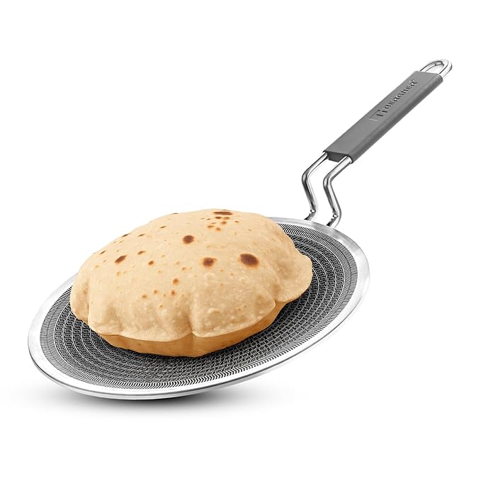 BERGNER Hi-Tech Tri-Ply Stainless Steel 26cm Roti Tawa, Non-Stick Honeycomb Mesh Cooktop Pan