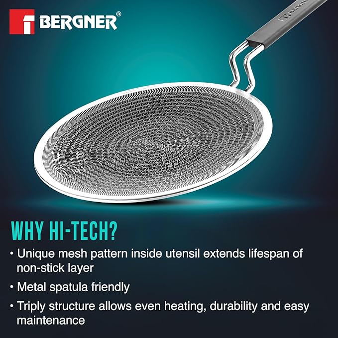 Bergner Hi-Tech Tri-Ply Stainless Steel 10.2-inch Non-Stick Roti Tawa