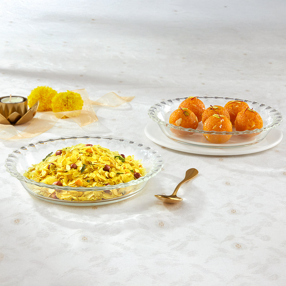 Elegant Fiesta Borosilicate Glass Snack Plates Set, Durable Heat Resistant Tableware