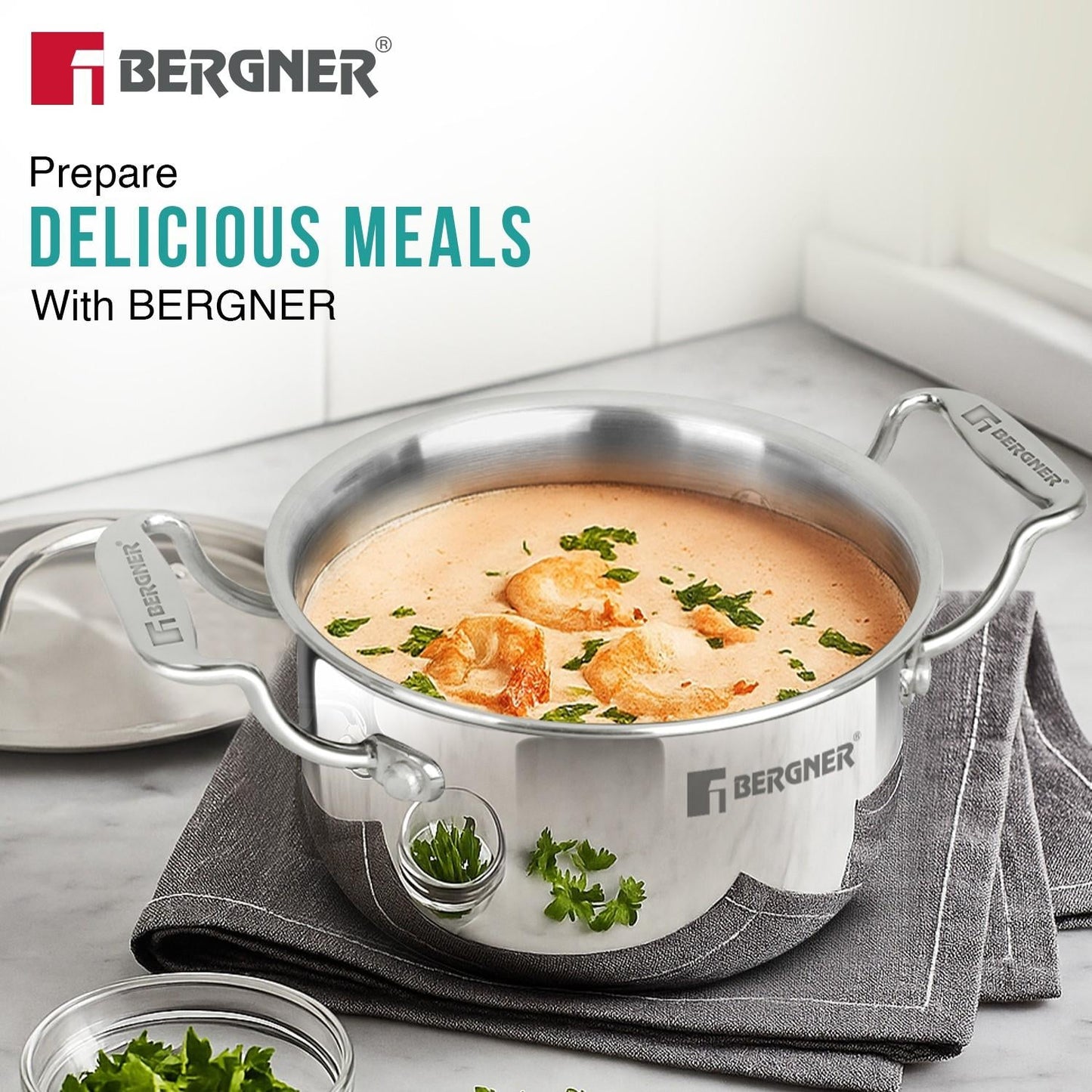 Bergner Argent Tri-Ply Stainless Steel Mini Casserole, Healthy Cooking Pot
