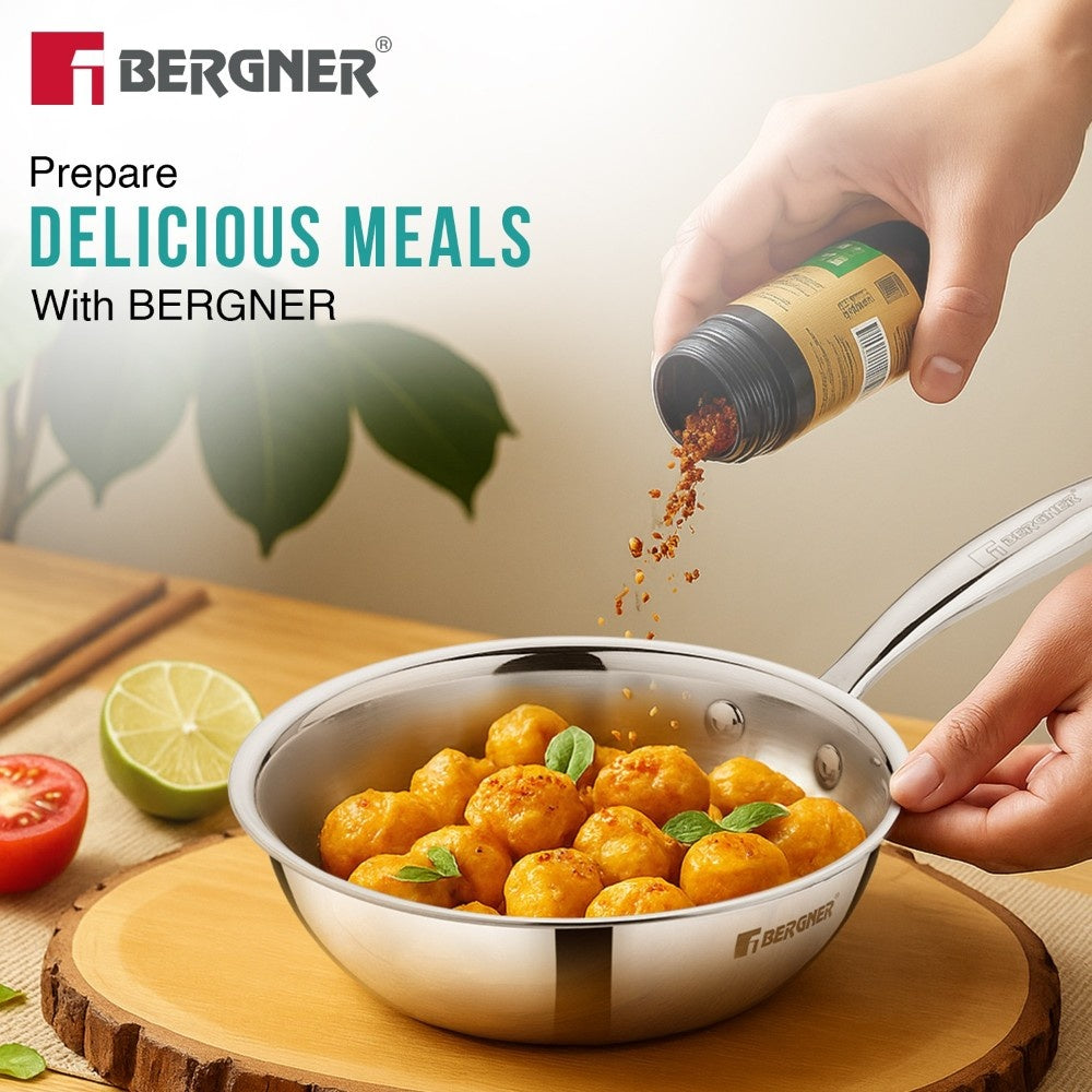 Bergner Argent Junior Chef Tri-Ply Stainless Steel 7-Inch Mini Wok