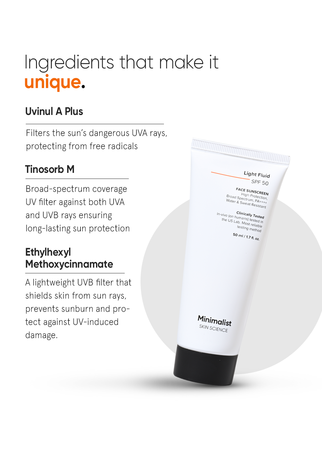 Minimalist Light Fluid SPF 50 Sweatproof Sunscreen No White Cast
