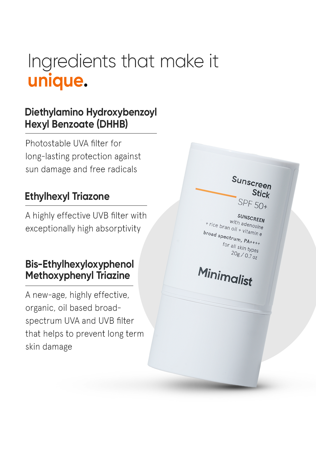 Minimalist Lightweight SPF 50+ Sunscreen Stick Broad Spectrum PA++++