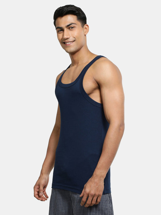Jockey Men's Navy Blue Pure Cotton Modern Fit Innerwear Vest