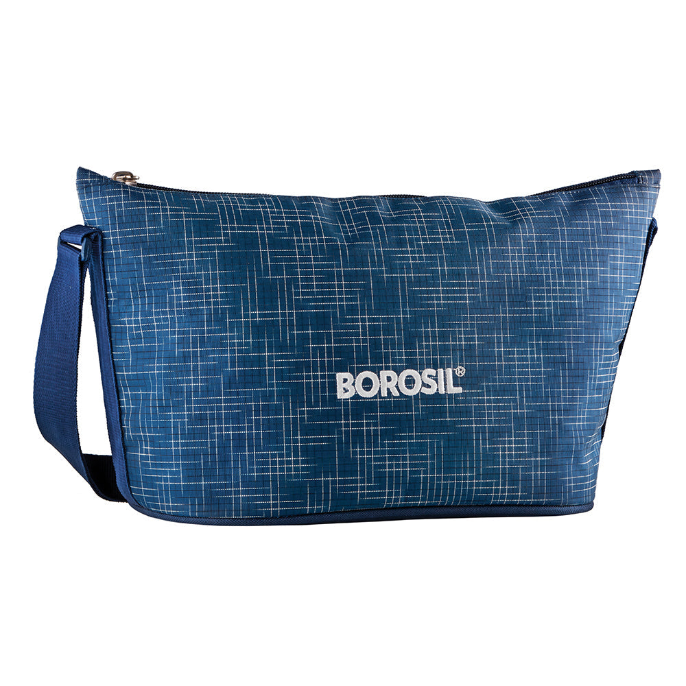 Borosil Indigo Daisy Glass Lunchbox Set With 4 Leak-Proof Containers