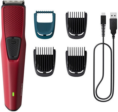 Philips BT1235/18 Cordless Rechargeable Beard Trimmer for Men Maroon