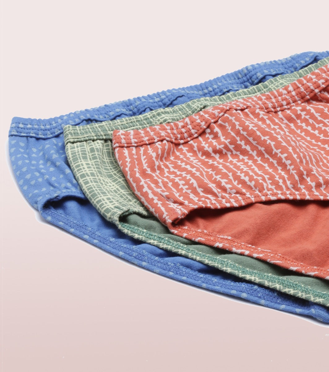Enamor Chic Cotton Mid-Waist Hipster Panty 3-Pack with Antimicrobial Stain Release