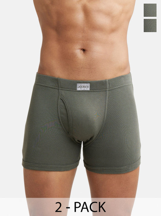 Jockey Men's 2-Pack Super Combed Cotton Rib Boxer Briefs, Ultrasoft Durable Waistband
