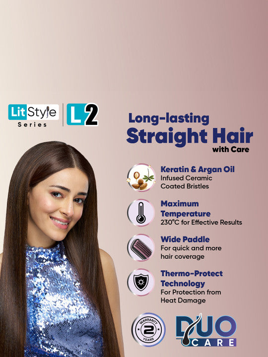 VEGA LitStyle L2 Hair Straightener Brush Keratin Argan Oil Ceramic