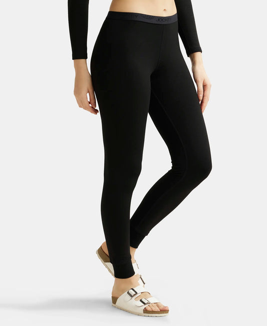 Black Soft Touch Microfiber Elastane Stretch Leggings with StayWarm Technology