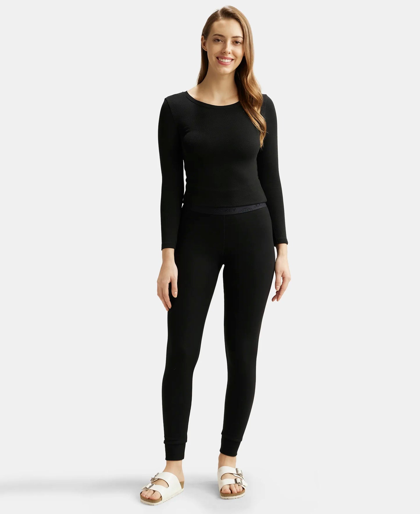 Black Soft Touch Microfiber Elastane Stretch Leggings with StayWarm Technology