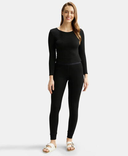 Black Soft Touch Microfiber Elastane Stretch Leggings with StayWarm Technology