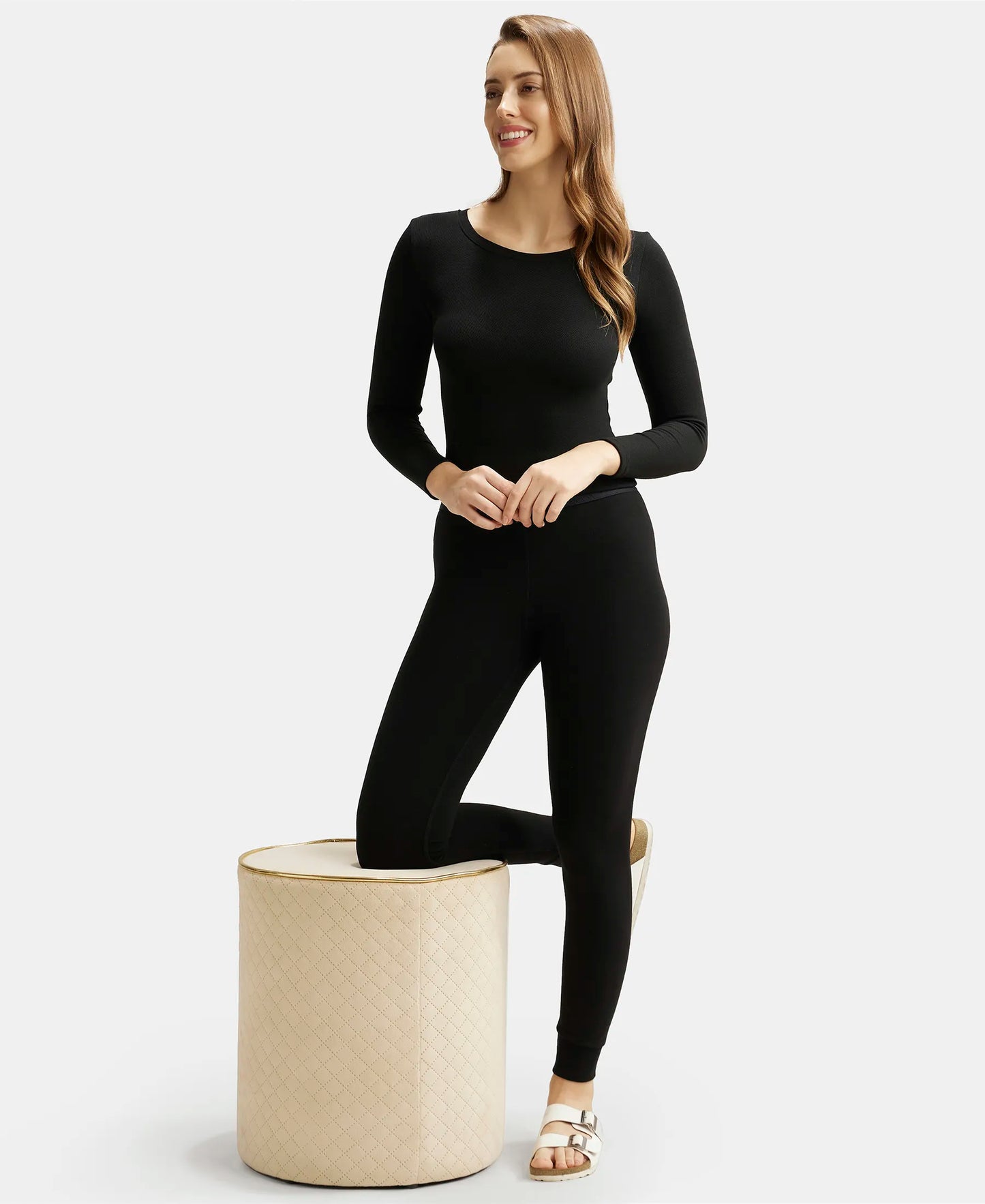 Black Soft Touch Microfiber Elastane Stretch Leggings with StayWarm Technology