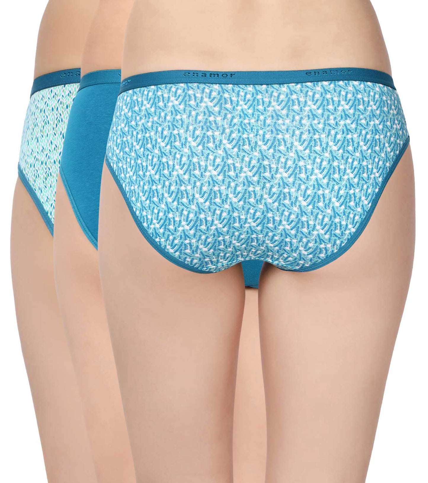 Enamor Women's Cotton Spandex Mid-Waist Hipster Panties 3-Pack: Antimicrobial, Multicolor