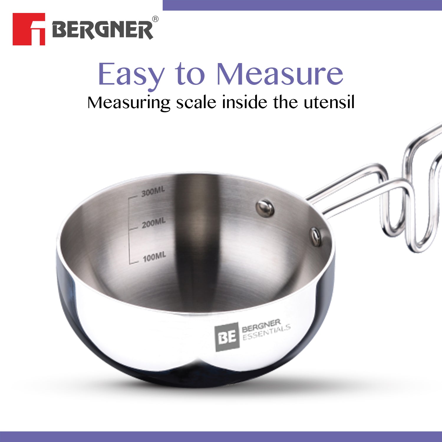 BE Essentials Tri-Ply Stainless Steel Tadka Pan, 10cm, 300ml, Induction Ready