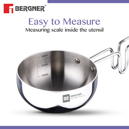 BE Essentials Tri-Ply Stainless Steel Tadka Pan, 10cm, 300ml, Induction Ready