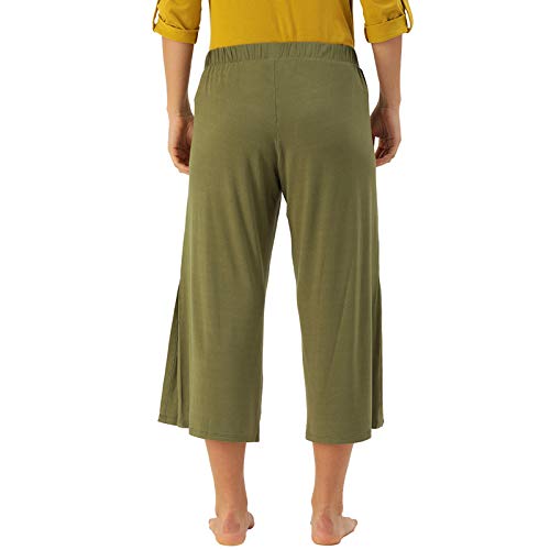 Enamor Women's Mid Rise Crop Length Slip-on Culotte - Relaxed Fit, Super Soft