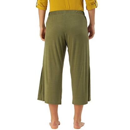 Enamor Women's Mid Rise Crop Length Slip-on Culotte - Relaxed Fit, Super Soft