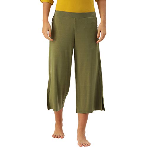 Enamor Women's Mid Rise Crop Length Slip-on Culotte - Relaxed Fit, Super Soft