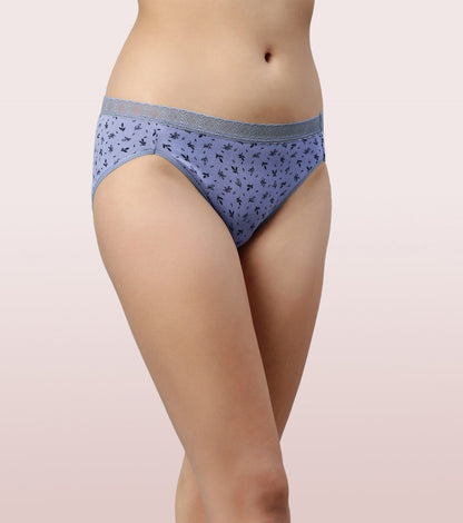Enamor CH06 French Brief Hipster Panties - Antimicrobial Cotton Spandex, 2-Pack Assorted