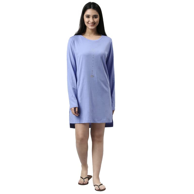 Enamor Essentials Women's Relaxed Fit Cotton Tunic Tee with Full Sleeves and Side Slit