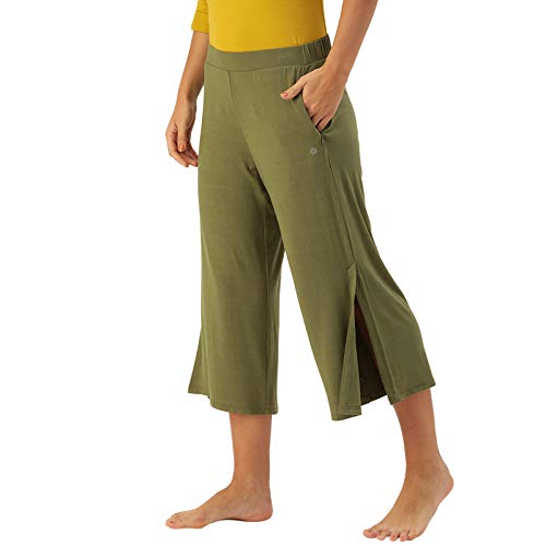 Enamor Women's Mid Rise Crop Length Slip-on Culotte - Relaxed Fit, Super Soft