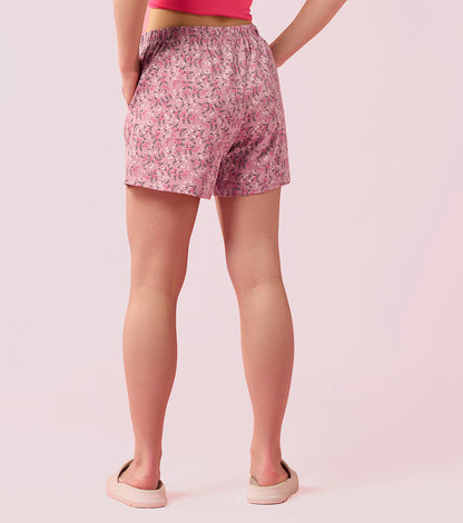 Enamor Women's Super Soft Cotton Drawstring Mid-Thigh Relaxed Fit Shorts