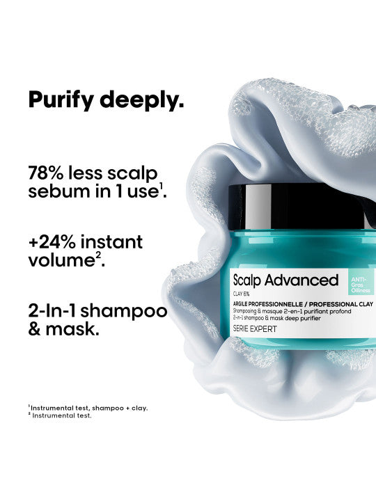 L'Oréal Professionnel Scalp Advanced Anti-Oiliness 2-In-1 Shampoo and Masque 250ml