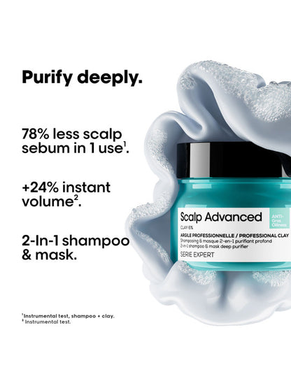 L'Oréal Professionnel Scalp Advanced Anti-Oiliness 2-In-1 Shampoo and Masque 250ml