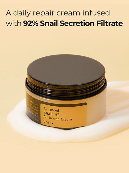 COSRX Advanced Snail 92 All-in-One Cream: 92% Snail Mucin, Intense Hydration & Repair