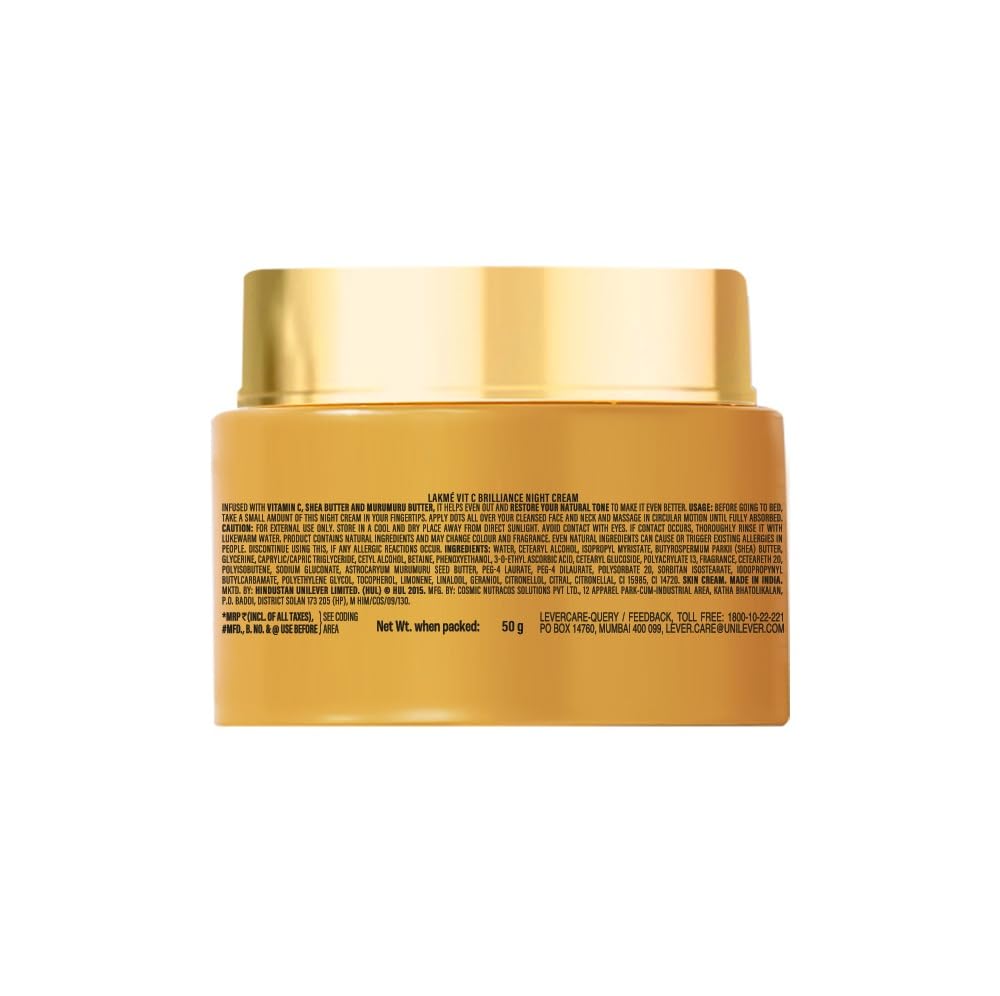 Lakme Vitamin C Brilliance Night Cream 50G for Healthy, Glowing Skin