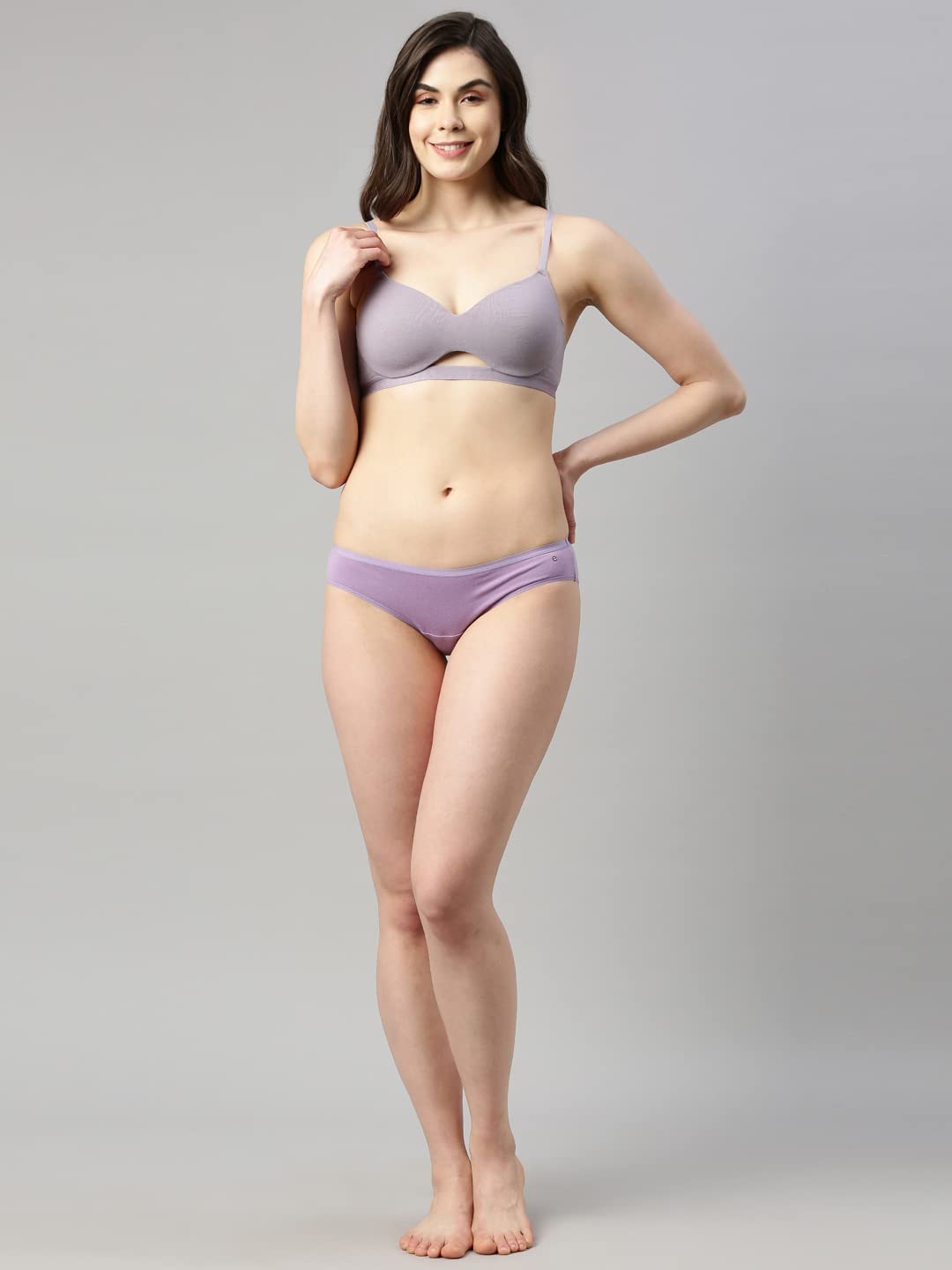 Enamor Cloudsoft Invisi Neckline Cotton T-Shirt Bra, Padded Wirefree Medium Coverage