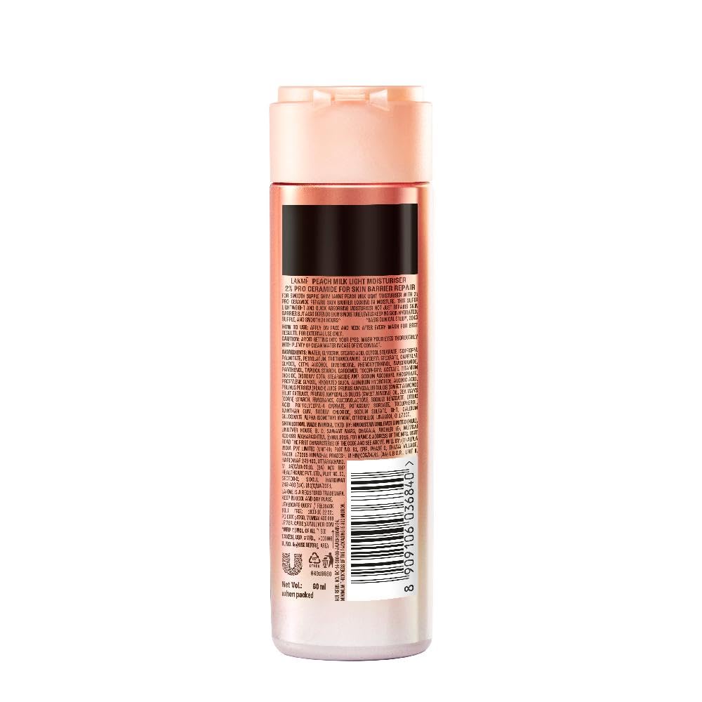 Lakme Peach Milk Pro Ceramide Moisturizer, Vitamin E, Deep Skin Hydration