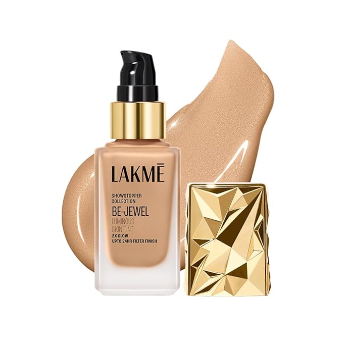 Lakme Be-Jewel Luminous Skin Tint: 24HR Lasting, Light-Reflecting Glow, Warm Beige