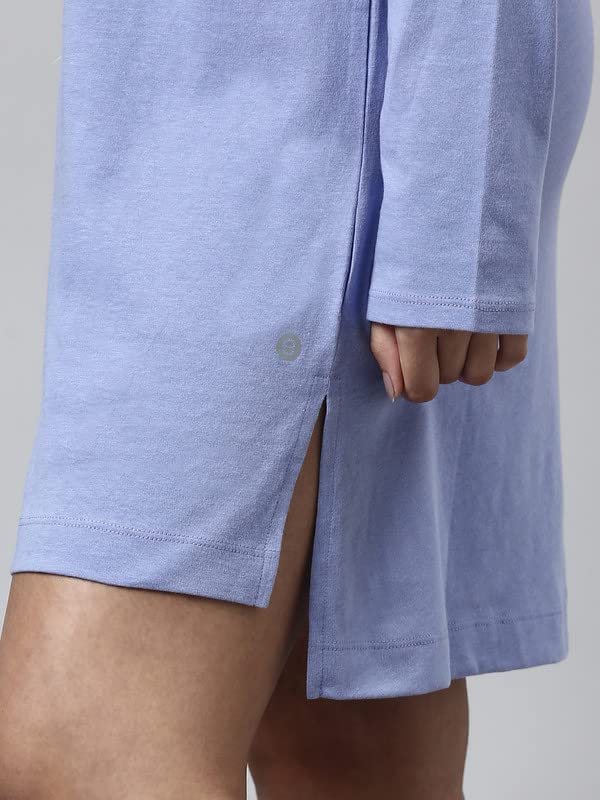 Enamor Essentials Women's Relaxed Fit Cotton Tunic Tee with Full Sleeves and Side Slit