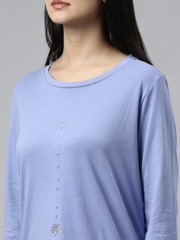 Enamor Essentials Women's Relaxed Fit Cotton Tunic Tee with Full Sleeves and Side Slit
