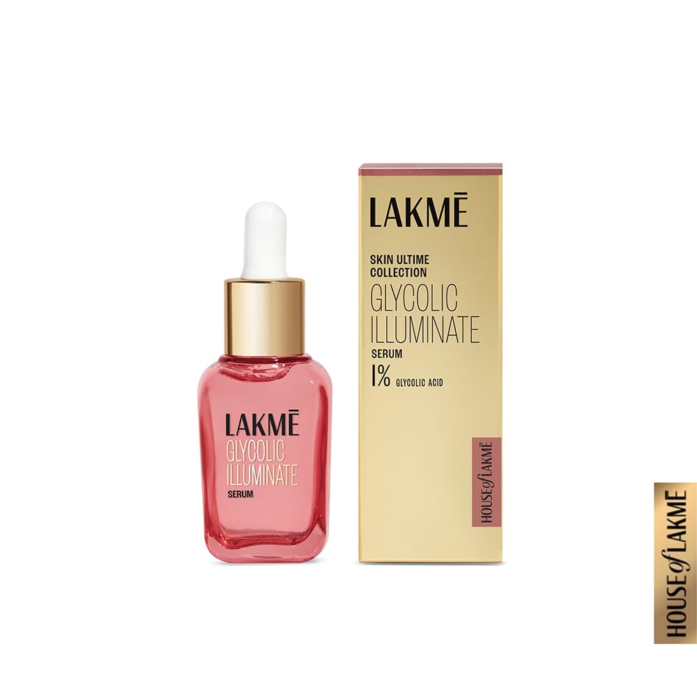 LAKMÉ Illuminate 1% Glycolic Acid Face Serum for Dullness, Improves Skin Texture, 15ml