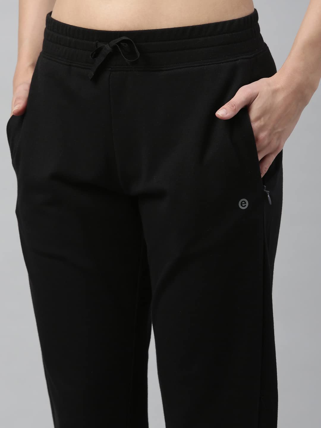 Enamor Women's Mid Rise Ankle Length Relax Pants, Slim Fit French Terry