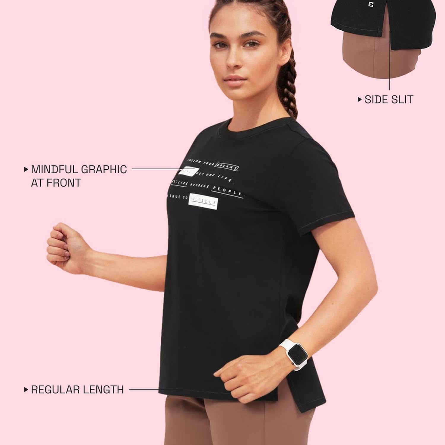 Enamor Women's Relaxed Fit Short Sleeve Breathable Cotton Antimicrobial Active T-shirt