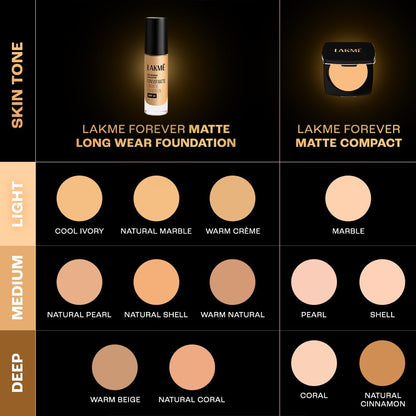 Lakme Forever Matte Longwear Foundation SPF 15 Niacinamide Radiant Long-Lasting Finish