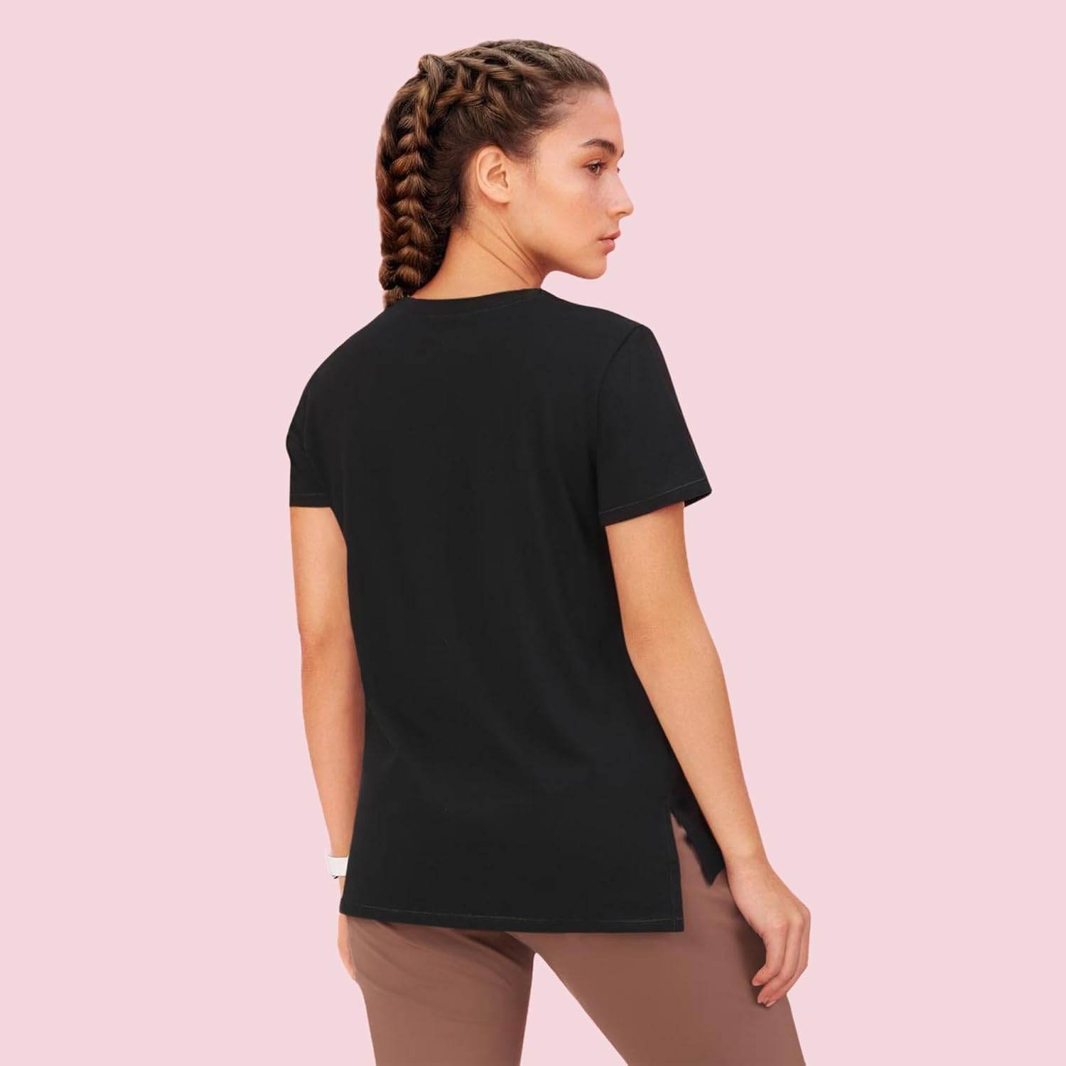Enamor Women's Relaxed Fit Short Sleeve Breathable Cotton Antimicrobial Active T-shirt