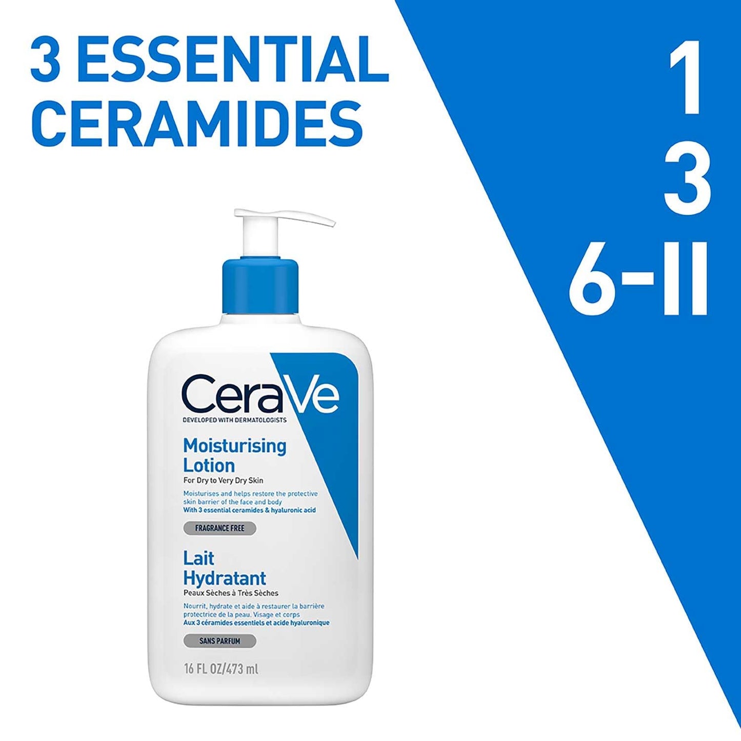 CeraVe Daily Moisturising Lotion with Ceramides and Hyaluronic Acid 16oz