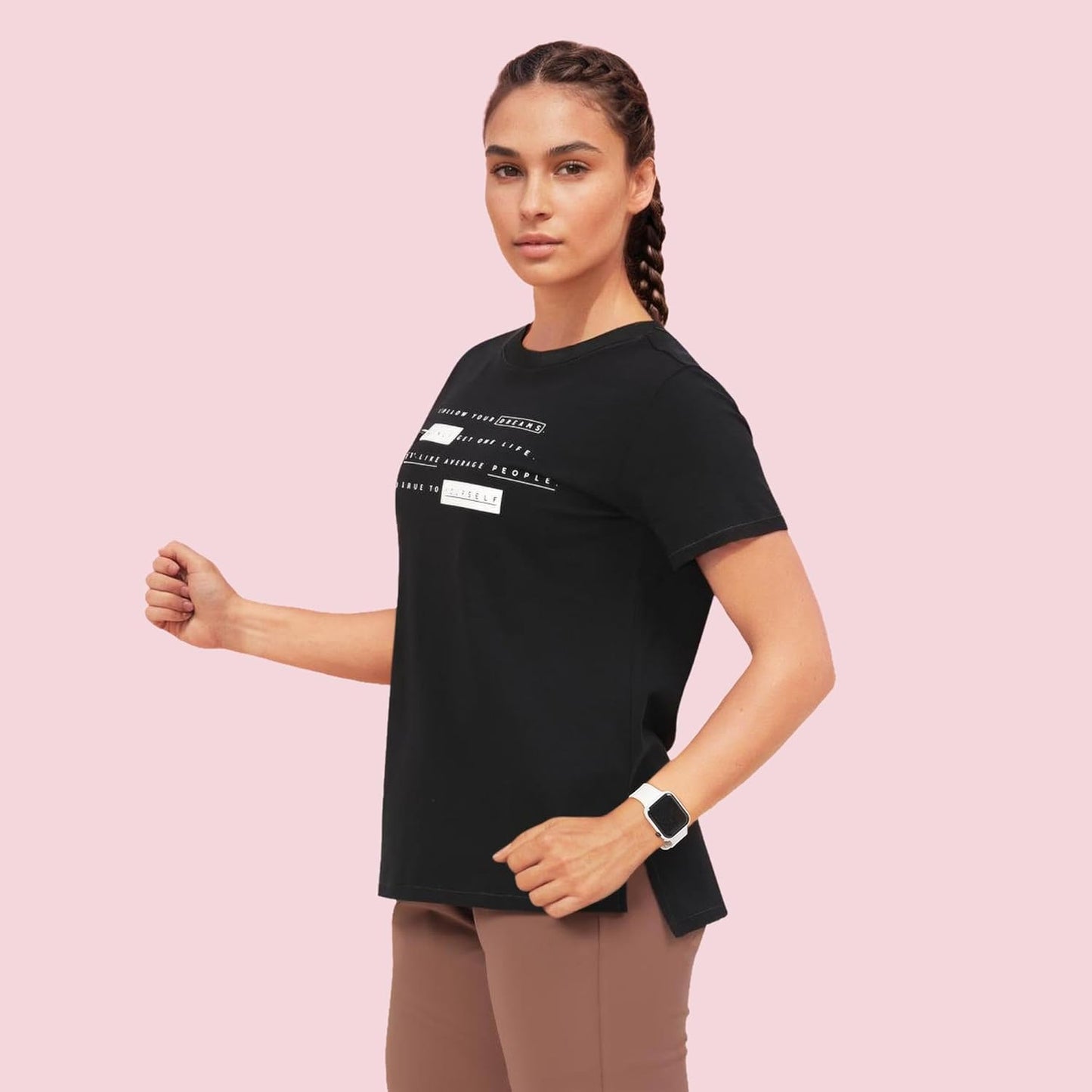 Enamor Women's Relaxed Fit Short Sleeve Breathable Cotton Antimicrobial Active T-shirt