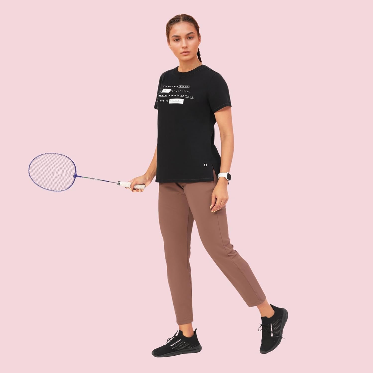Enamor Women's Relaxed Fit Short Sleeve Breathable Cotton Antimicrobial Active T-shirt