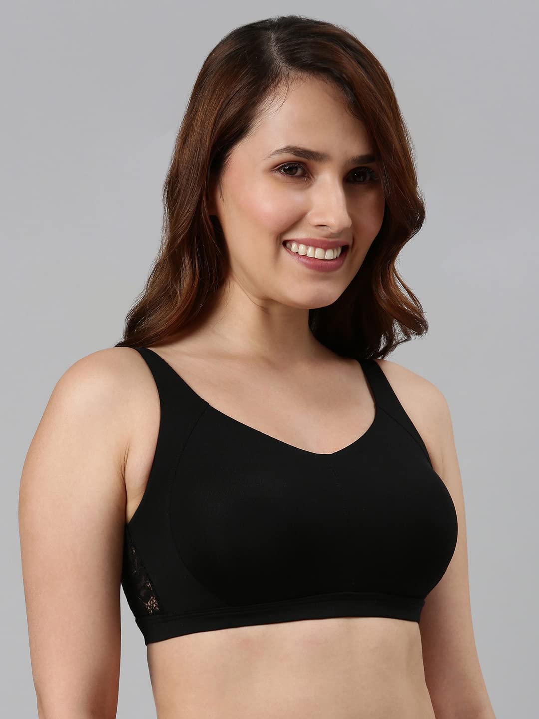 Enamor Women's Nylon Blend Side Shaper Padded Wirefree Full-Coverage Bralette