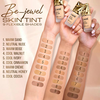 Lakme Be-Jewel Luminous Skin Tint: 24HR Lasting, Light-Reflecting Glow, Warm Beige