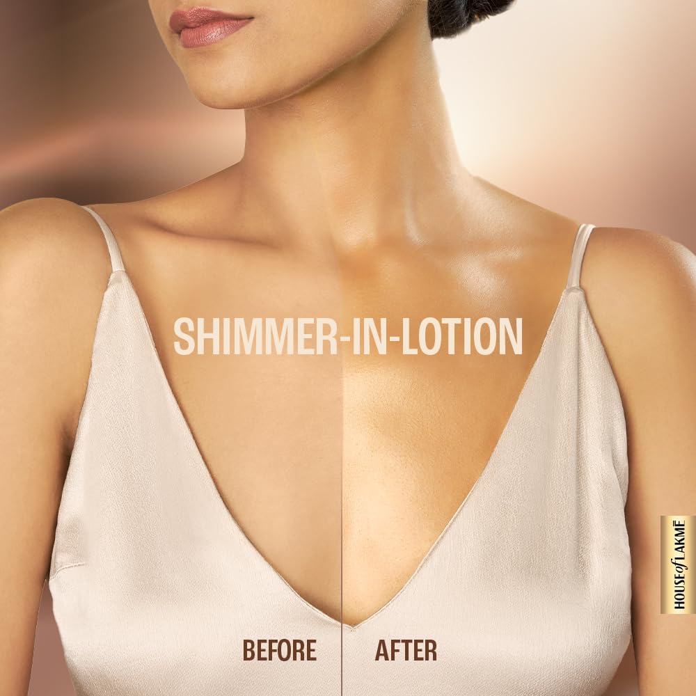 Lakme Lumi Lit Gold Shimmer Body Lotion, Hyaluronic Acid for Radiant Glow