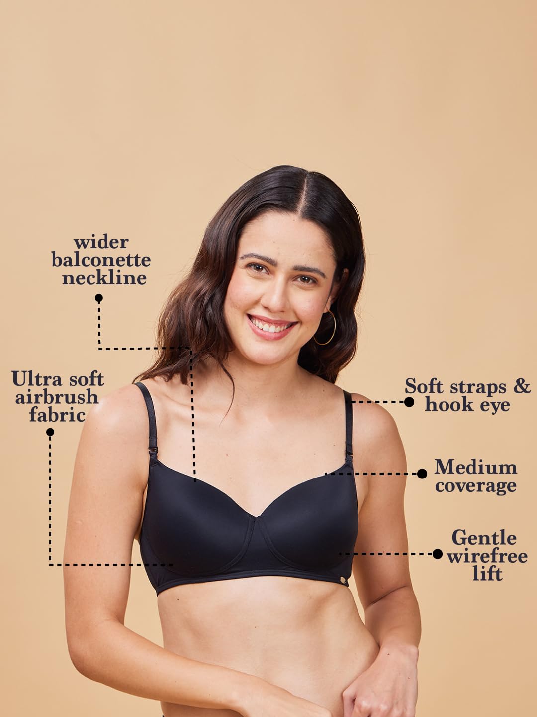 Enamor Women's Nylon Blend Wire-Free Everyday T-Shirt Bra for Smooth Comfort